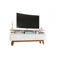 Manhattan Comfort 233BMC6 Yonkers 62.99 TV Stand with Solid Wood Legs and 6 Media and Storage Compartments in White